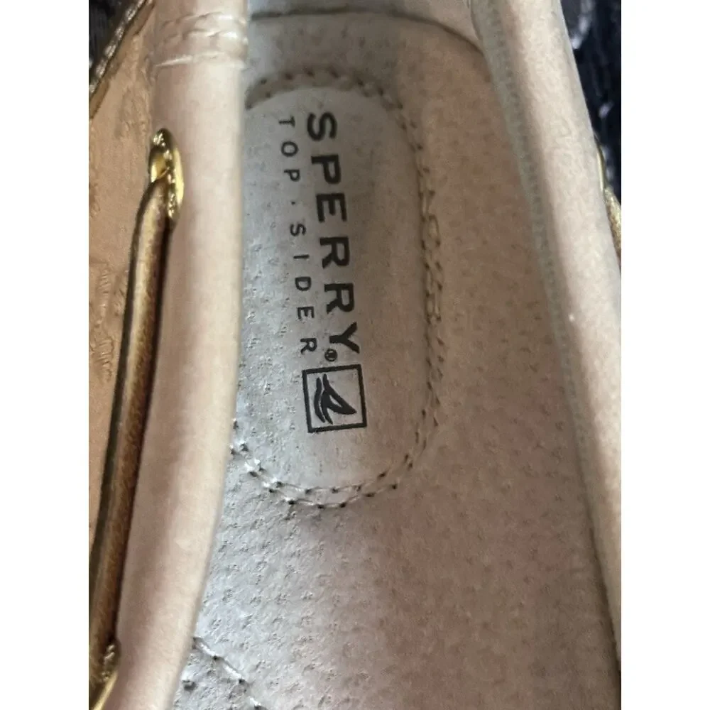 Sperry Top-Sider Shoe Womens 9.5 M Tan Gold Angelfish Eyelet Boat Loafer Lace